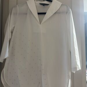 Ming Wang Classic White Blouse - silver accent studs.  NWOT never worn
